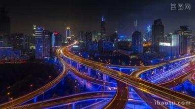 夜灯上海高交通交汇处十字路口 4 k 时间流逝